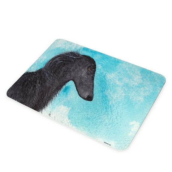 KuzmarK Glass Cheese Cutting Board 11"x7.75" - Black Borzoi Sighthound Dog Art by Denise Every