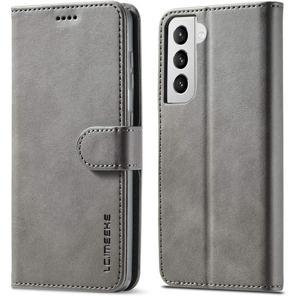 Case for Galaxy S21 Plus [6.7 inch], PU Leather Wallet Folio Flip Magnetic Buckle Slim Back Cover Built-in Card Holder Slot and Stand for Samsung Galaxy S21 Plus (Grey)