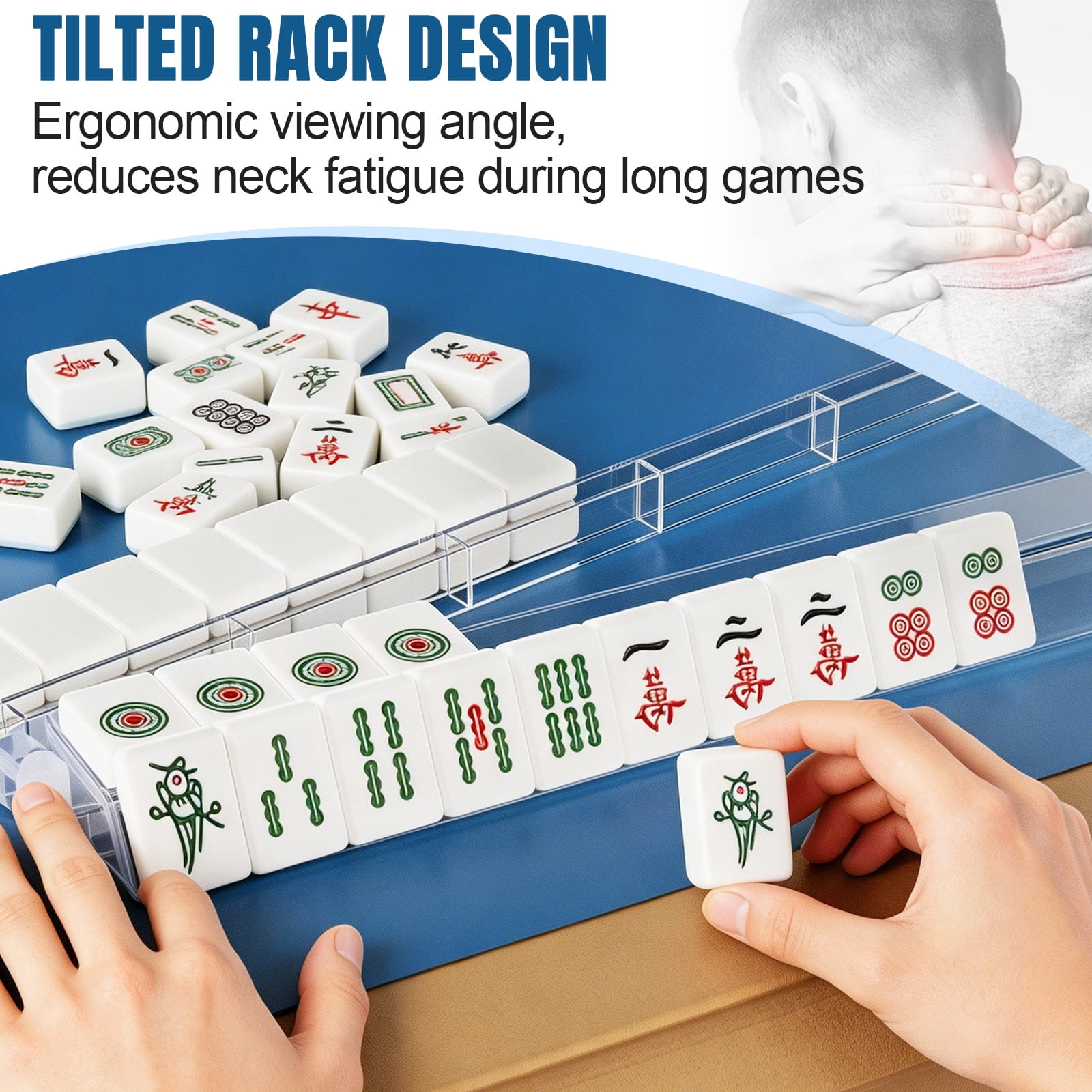 Mahjong Racks with Pushers Set of 4, Clear Mahjong Rack Accessories & Gifts