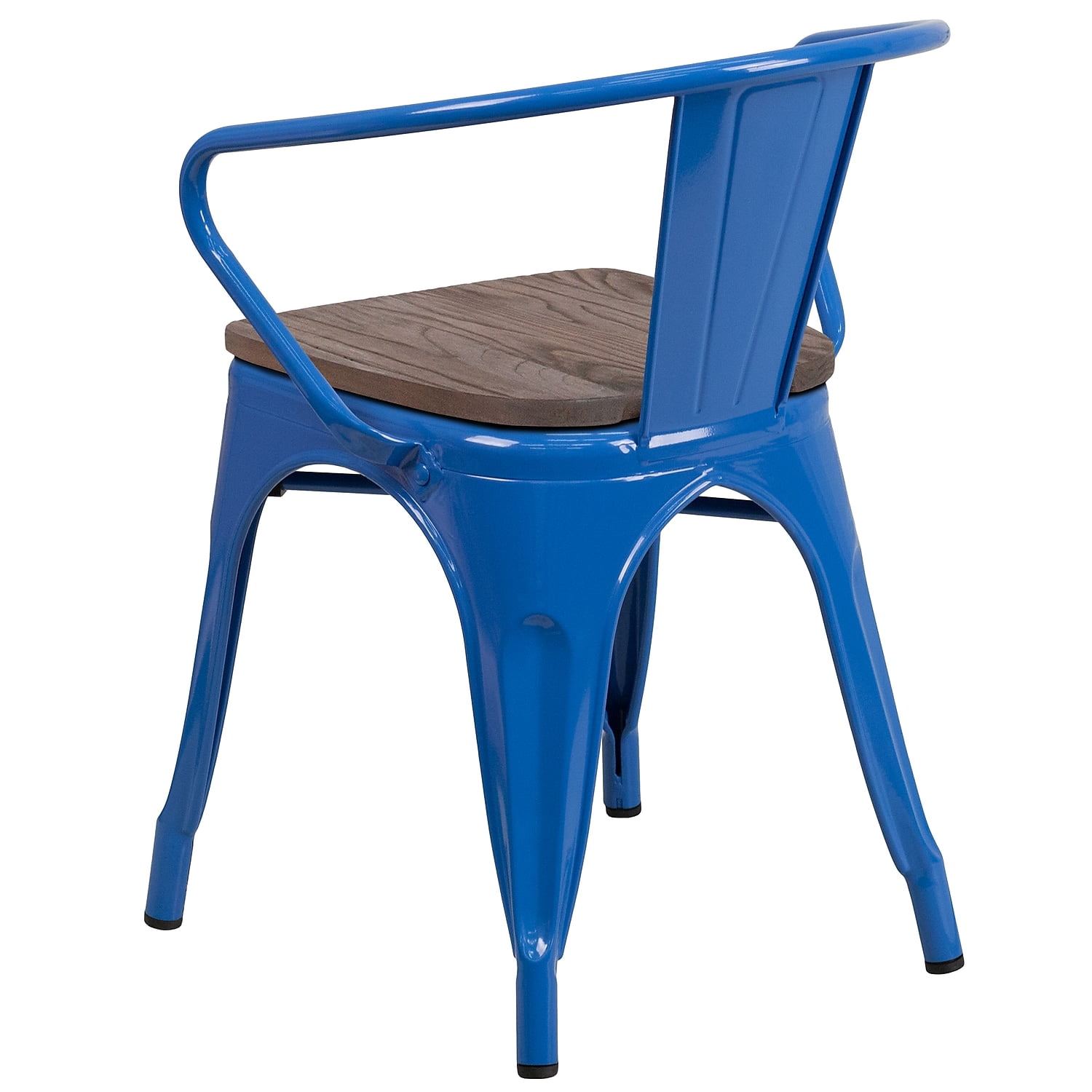 Flash Furniture 4 Pk. Blue Metal Chair with Wood Seat and Arms