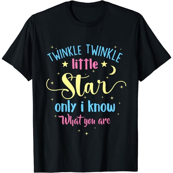 Twinkle Twinkle Little Star Gender Reveal Party Baby Shower T-Shirt Black Small