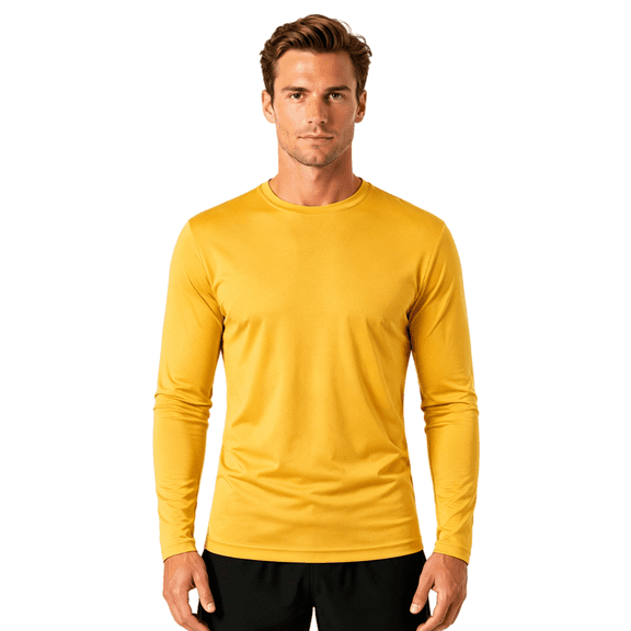 ZBORIBER Men's Quick Dry UPF 50 UV Sun Protection Moisture Wicking Long Sleeve T-Shirt for Casual Workout,Sizes S-3XL,Heather Yellow