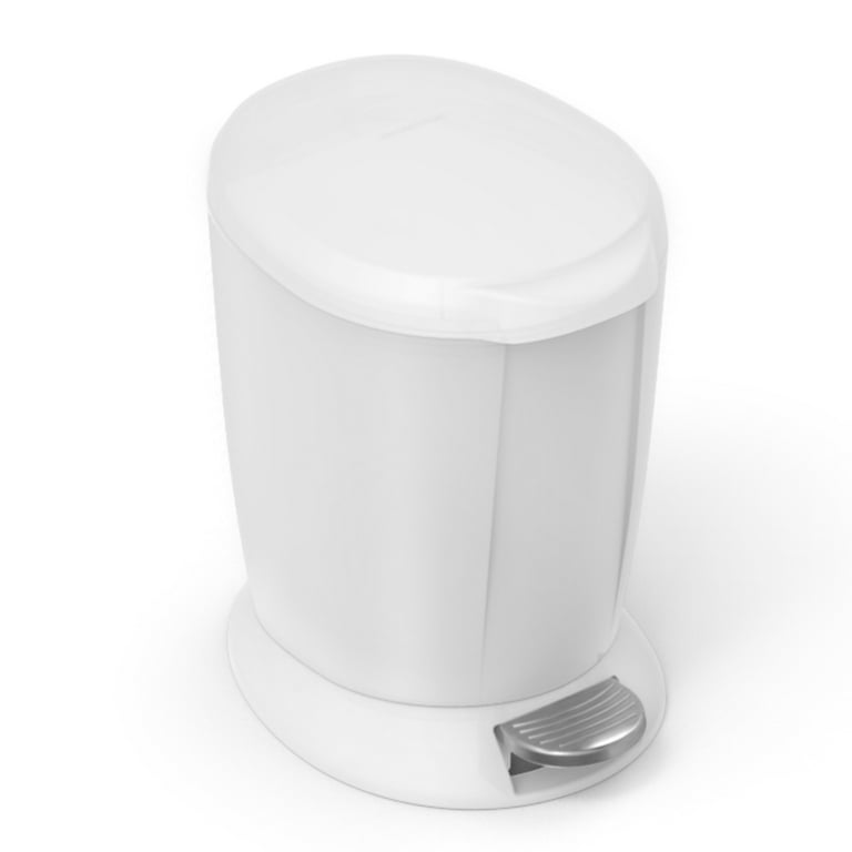 Simplehuman Mini Step-on Trash Can, 1.6 gal, White