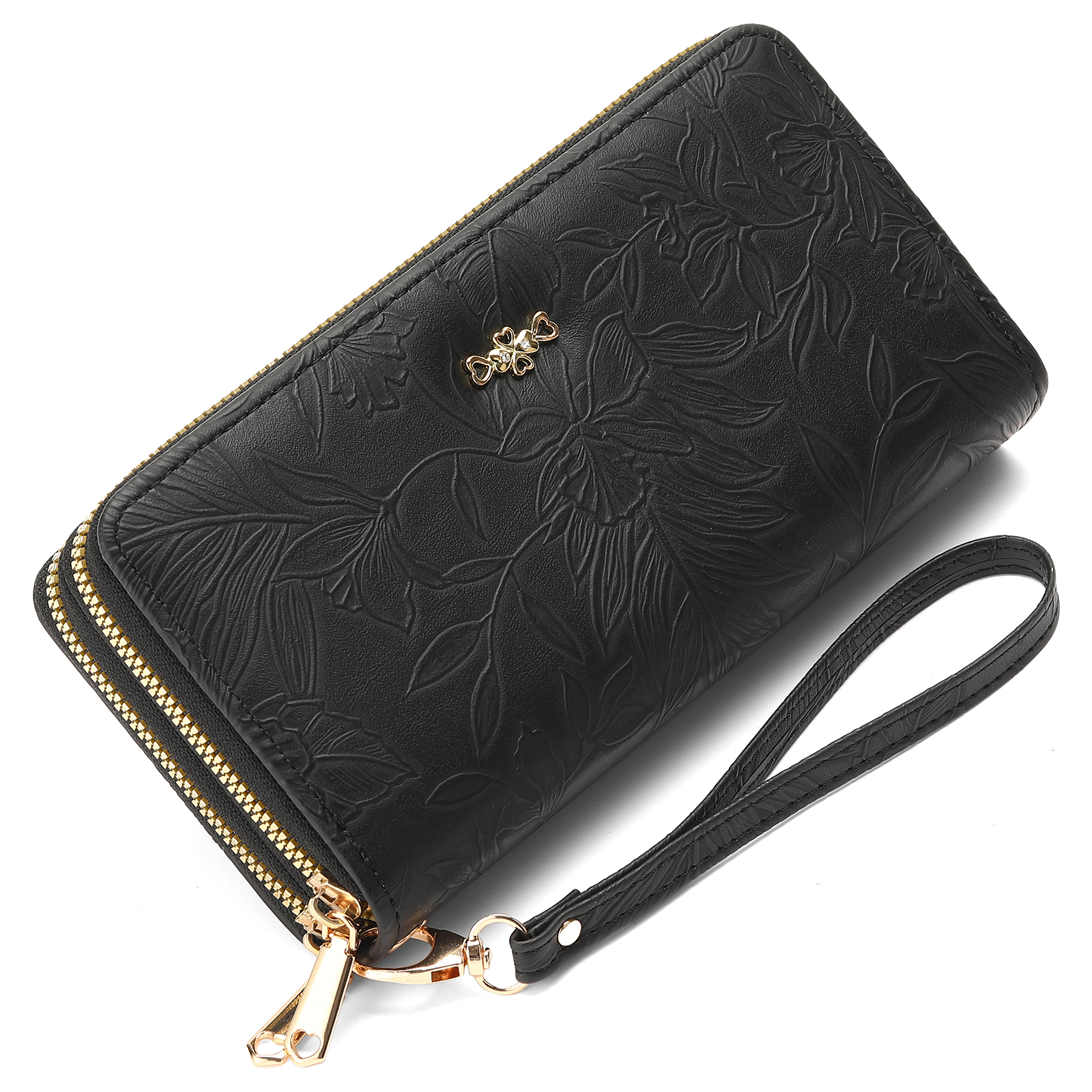 LOUEBICA Women's Double Zip Leather Wallet photo 3