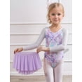 thumbnail image 2 of FEOYA Girls Gymnastic Leotard Long Sleeve Kid Dance Sparkly Unitards Activewear Ballet Outfit Dancewear with Skirt Hairband 9-10 Years Purple, 2 of 6