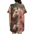 thumbnail image 4 of Womens Pajama Sets With Pocket, Pink Haired White Horse Lounge Sets Short Sleeve Sleepwear PJ Sets for Women, 4 of 6