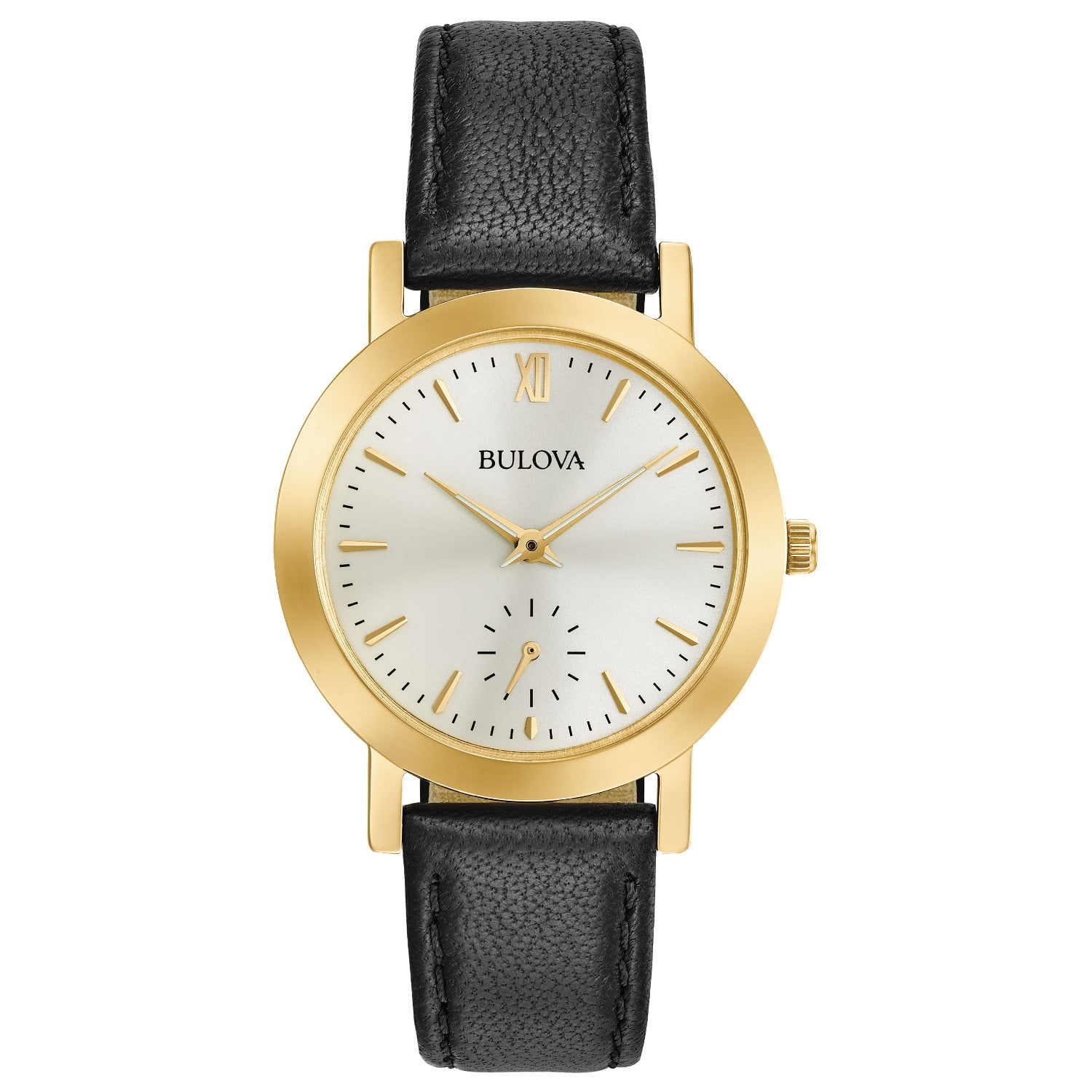 Bulova Women's Classic Silver Dial Yellow Gold Plated Steel Black