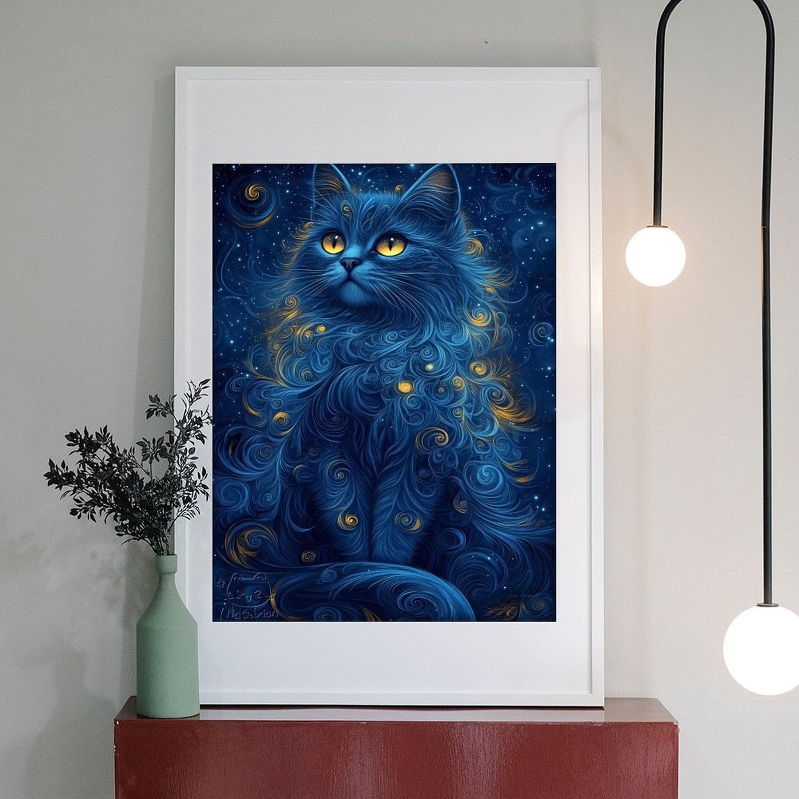 Diamond Art Kit for Adults, Mystical Starry Night Feline Art Diamond Painting for Adults Beginners, DIY Diamond Art Painting Kits, 5D Diamond Painting Crafts for Home Decor 12x16 Frameless