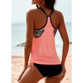 thumbnail image 3 of Womens Blouson Striped Printed Strappy T-Back Push up Tankini Top with Shorts, 3 of 6