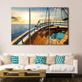 thumbnail image 3 of TISHIRON 3PCS Framed Sailing Boat Canvas Wall Art Set,36"x24" Wooden Sailboat Canvas Art Decor, 3 of 7