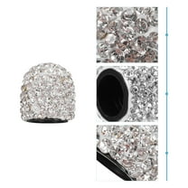 LEORX 4Pcs White Rhinestone Tire Valve Caps Car Stem Covers Decorative