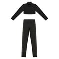 thumbnail image 3 of TiaoBug Kids Gilrls Gymnastics Dance Outfits Long Sleeve Crop Top And Leggings Pants for Ice Skating Performance B Black 8, 3 of 5