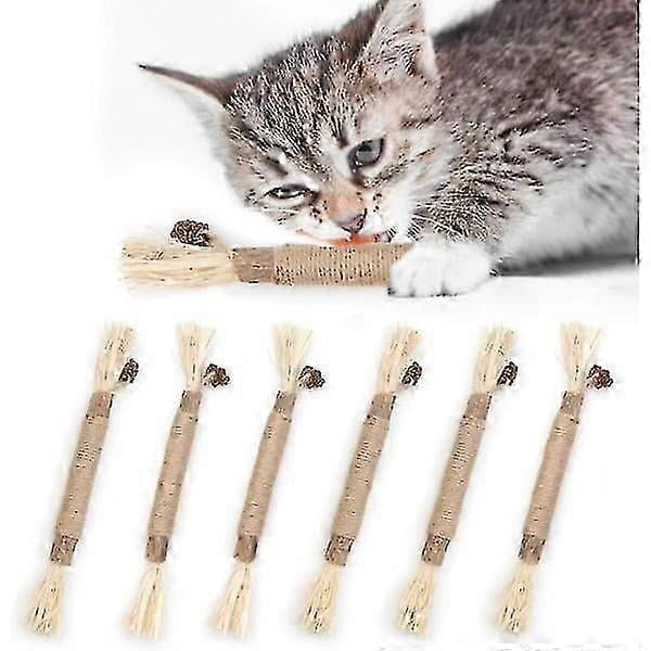 6-pack Natural Matatabi Silvervine chews, cat chews, cat toys, great gift for kittens