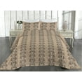 thumbnail image 2 of Ambesonne Floral Quilted Bedspread Set 3 Pcs, Baroque Flowers Rococo Print, King, Pastel Brown Chocolate, 2 of 4