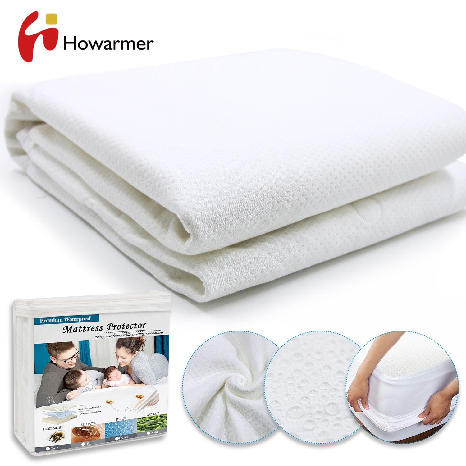 Details about   2 PCS Waterproof Bamboo Mattress Cover Fitted Bed Protector Pad Twin King Queen 