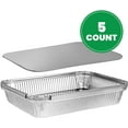 thumbnail image 2 of Disposable 4 LB Aluminum Takeout Tin Foil Oblong Baking Pans 12'' X 8'' X 2'' Inch With Cardboard Lids - Brownies, Bread, or Lunchbox, Pack of 5, 2 of 3