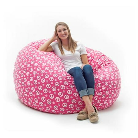 Fufsack Memory Foam Peace Sign Pink 4 Foot Large Bean Bag