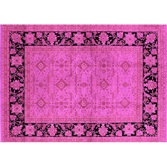 Ahgly Company Indoor Rectangle Oriental Pink Industrial Area Rugs, 7' x 10'
