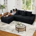 thumbnail image 2 of FFH 104" Cloud Sectional Couch, Queen Size L Shaped Convertible Sofa Bed with Pillows, No Assembly Required, Black, 2 of 9