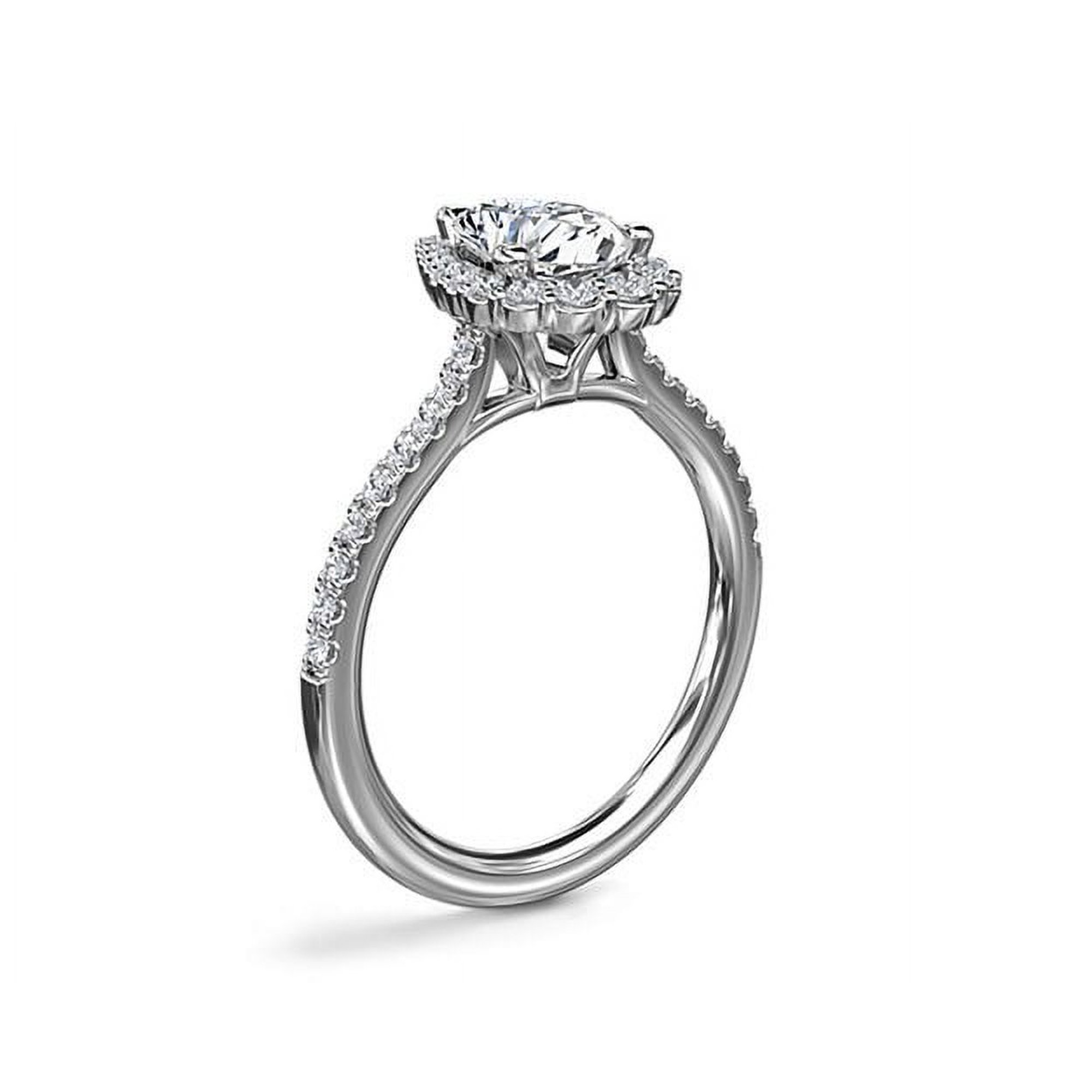 Bague Fiançailles Solitaire Or Blanc 14 Carats - Diamant 1,24 Ct F/VS2, Rond, Certificat DGC