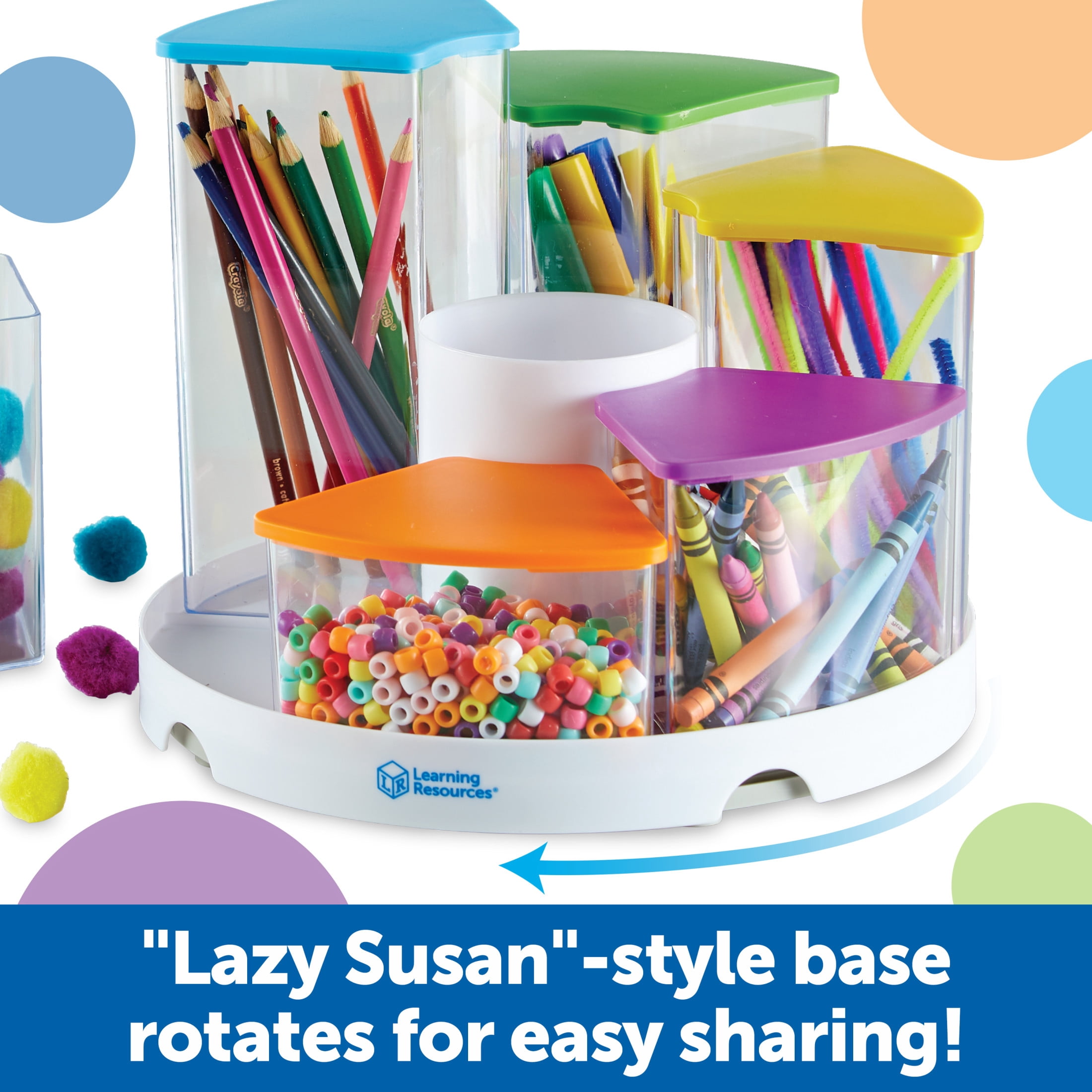 Learning Resources Create-a-Space See-Thru Spinning Bins -14 Pieces Classroom Organization, School Supplies Organizer, Desk Organization, Pen and Crayons Holder