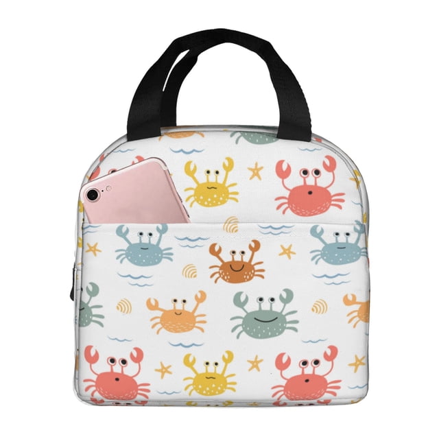 Disketp Colorful Crabs Bolsa Térmica para Almuerzo para Hombre y Mujer, Ideal para Trabajo, Senderismo y Picnic