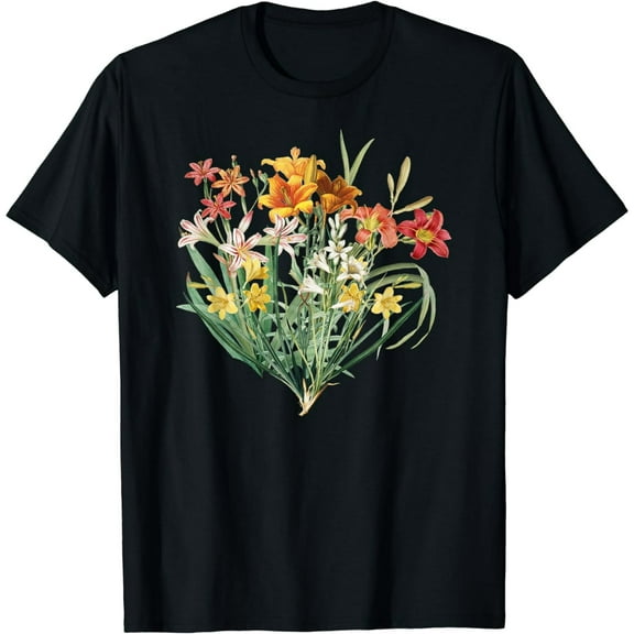 Variety of Lillies Graphic Flower Print Flowered T-Shirt T-Shirt