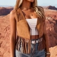 thumbnail image 5 of Women's Tassel Fringe Vest Sleeveless 70s Hippie Trim Western Cowgirl Jacket Open Front Country Concert Cardigan, 5 of 9
