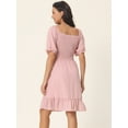 thumbnail image 4 of Unique Bargains Women's Square Neck Smocked Back Ruffle A-Line Dress XL Pink, 4 of 6