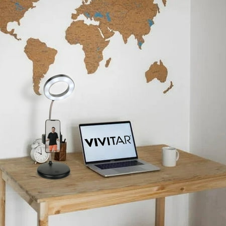 Vivitar Creator Series 2 in 1 Vlogging Desk Lamp Ultra Bright LED Ring Light with Smartphone Holder for Vlogging, Livestreaming, and Selfies