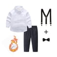 thumbnail image 5 of Splozh Baptism Outfit for Boys Fashion, Long Sleeves Shirt Trousers Bow Tie Outfits Sets Weddings Soft Comfortable Breathable,Black,3-4 Years, 5 of 5
