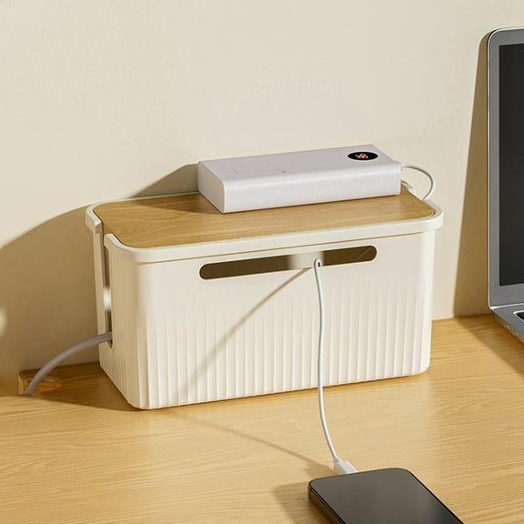 Cable Management Box with Lid to Hide Wires& Power Strips Desk Computer Cable Organizer Box B 23.5x11.5x12cm