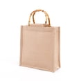 thumbnail image 2 of Bolsa De Compras De Yute Bolsa De Asa De Bambú Anticuada Bolsa De Regalo Natural Exquisita Para Compras De Yute Portátil Con Película Impermeable Para Tienda De Telas De Panadería Advancent HA026771-02, 2 of 5