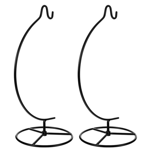 SEWCHICS 2-Pack Black Metal -Shaped Hanging Stand for Indoor Plants, Decorative Plant Holder