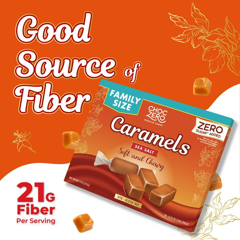 ChocZero Sea Salt Caramels, Sugar Free, Keto Friendly, Low Carb