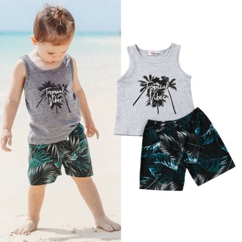 1 5T Kids Boy Summer Beach Clothes Tops Tee Short 2PCS Outfits Walmart