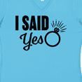 thumbnail image 4 of Inktastic I Said Yes with Engagement Ring Women's V-Neck T-Shirt, 4 of 5