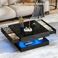 thumbnail image 3 of ChVans 34" LED Square Coffee Table with 2 Drawers, 2-Tier Black High Glossy Coffee Table with Led lights & Storage Drawer, Modern Living Room Tables, 3 of 8