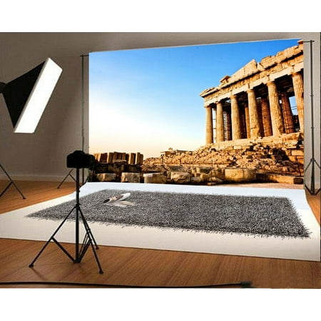 Image of GreenDecor 7x5ft Backdrop Photography Background The Republic of Greece Athen Acropolis ParthenonTemple Sweet Baby Kids Lover Portrait Backdrop Photo Studio Props
