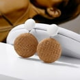 thumbnail image 2 of Bohemian Style Wood Bamboo Rattan Geometric Round Earrings Ladies Jewelry, 2 of 4