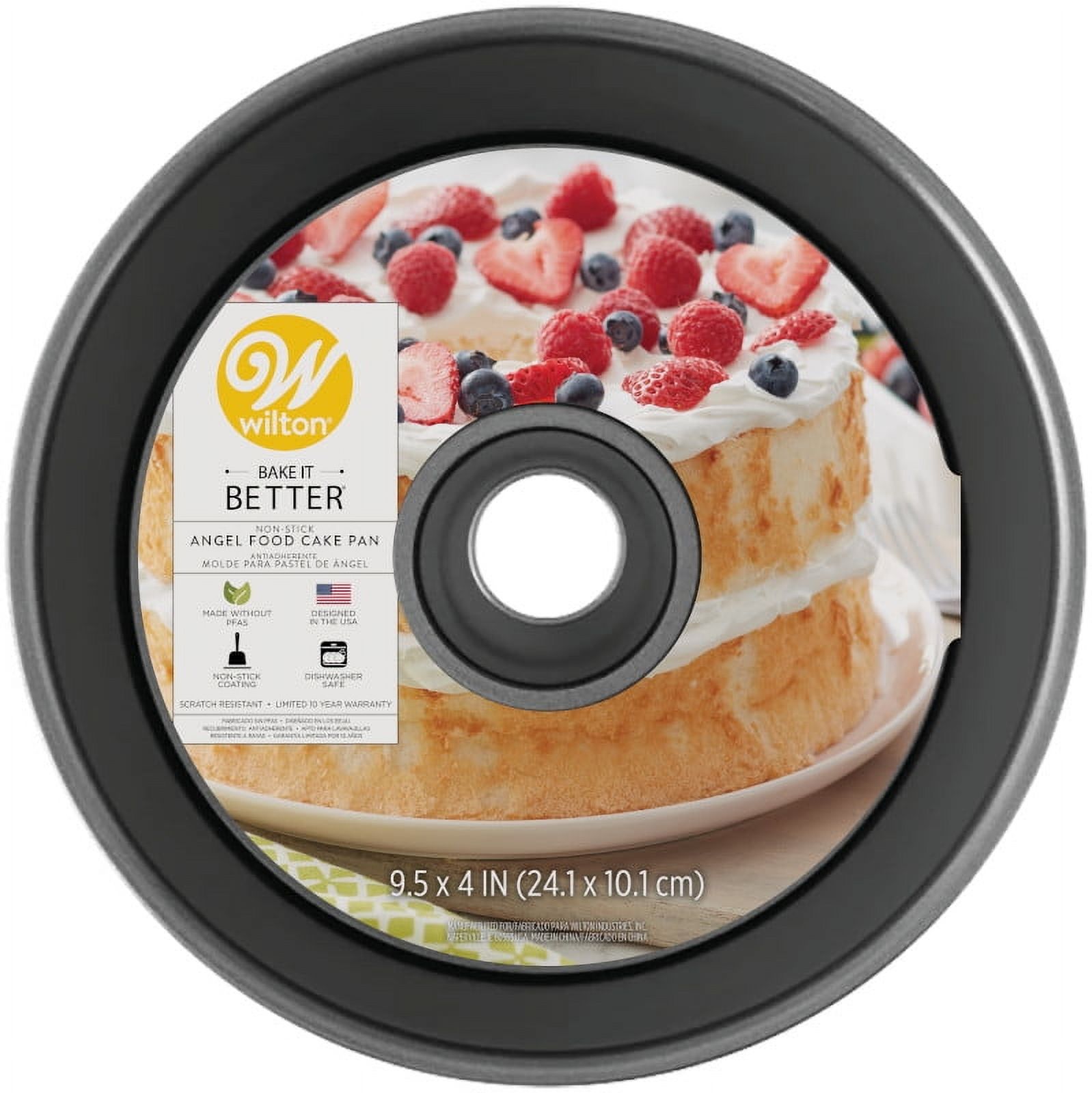 Wilton Bake it Better Non-Stick Angel Food Cake Pan 9.5 x 4-inch Fluted Tube Baking Pan