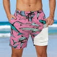 thumbnail image 2 of Mens Swim Trunks with Zipper Pocket Lightweight Board Shorts for Beach Surfing Pink L, 2 of 5