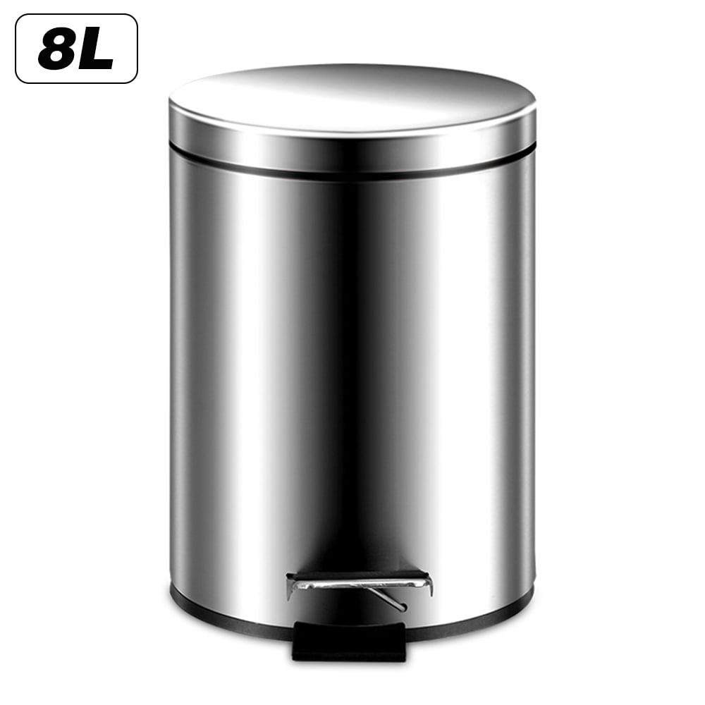 8l brushed stainless steel rubbish bin step trash can wastebasket garbage container dust with lid for bathroom kitchen waste removable liner bucket walmart com storage ideas island