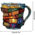 thumbnail image 2 of Taza de Vidrio 3D con Diseño de Libros Apilados de 11 oz Estilo Vitral para Amantes de la Lectura y Bibliotecarios, 2 of 5