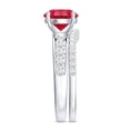 thumbnail image 3 of Rosec Jewels Lab Grown Ruby Wedding Bridal Ring Set - AAAA Grade Certified - Ruby Engagement Ring with Band - with Jewelry Box, 925 Sterling Silver, US 4.00, 3 of 8