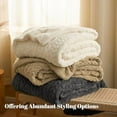 thumbnail image 6 of Ultra Soft Sherpa Fleece Blanket Queen Size 90" x 90", 510GSM Fleece Lightweight Yet Warm Blanket for Winter Bed, No Shedding, No Pilling, Tufted Jacquard for Luxury Home Decor, Cream, 6 of 7