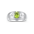 thumbnail image 1 of RYLOS Men's Rings Sterling Silver Classic 8X6MM Oval Gemstone &  Diamond Ring Peridot August Birthstone Rings For Man Silver Rings Size 9, 1 of 7