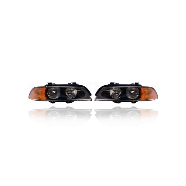 Headlight Assembly - Compatible/Replacement for '98-00 BMW 5-Series - Halogen - Pair, Left Driver + Right Passenger Set - 63128385092, 63128385091