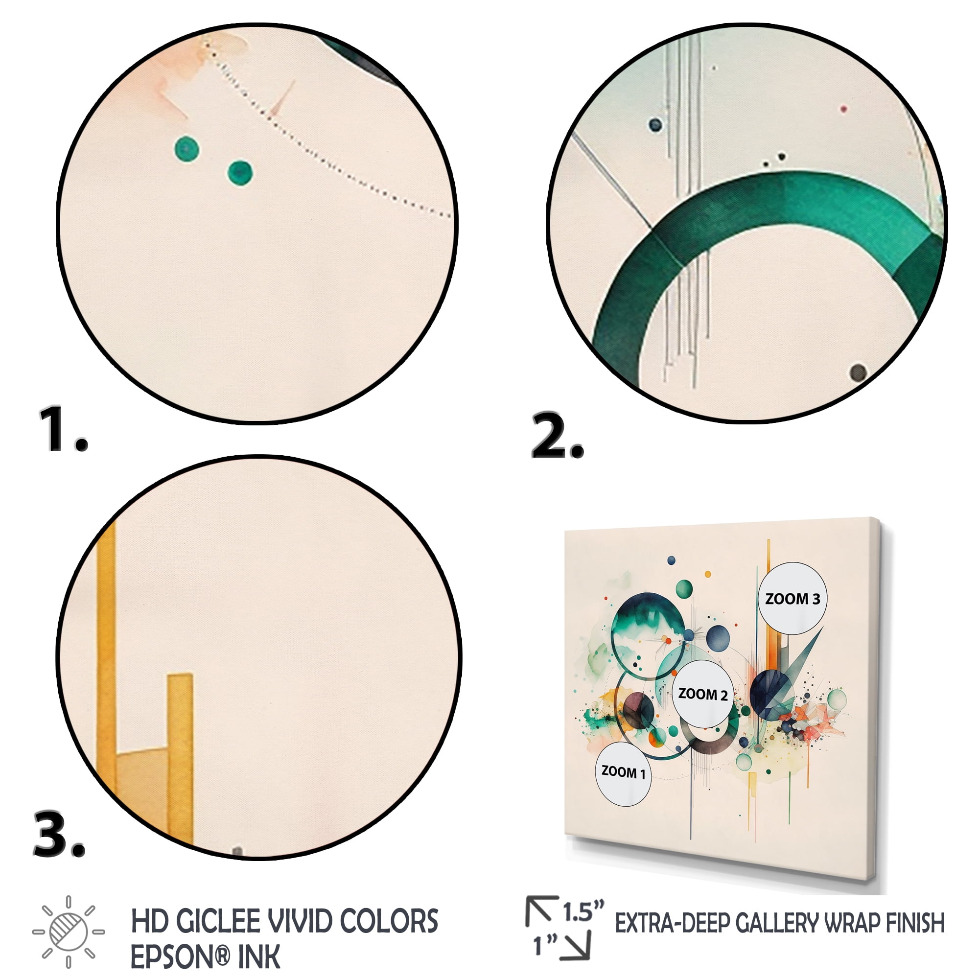 Designart Multi-Color Watercolor Geometric Art VI Canvas Wall Art