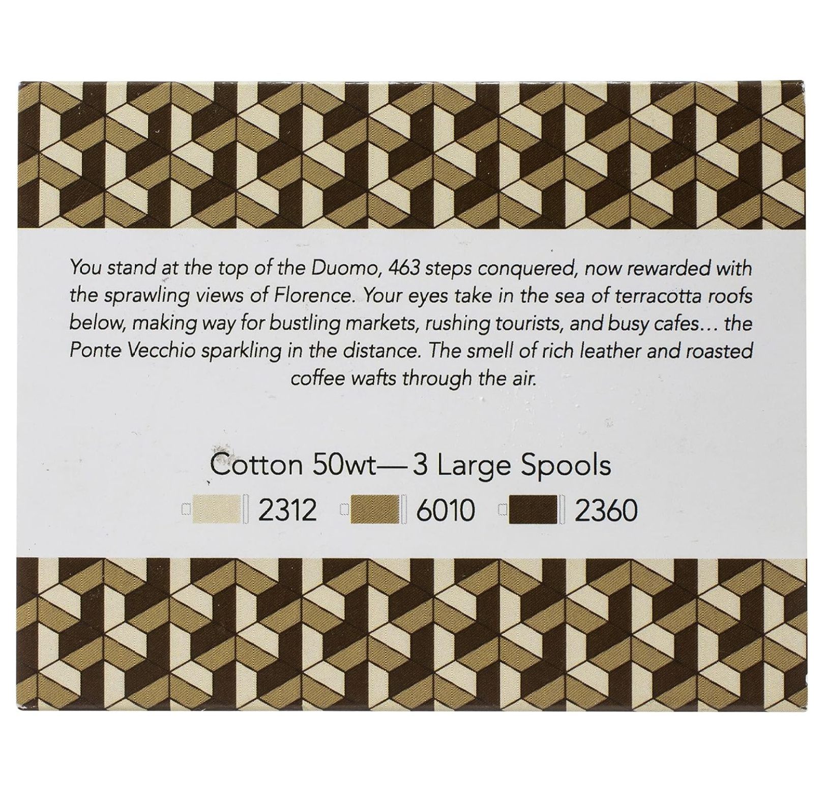 CB FlorencBrown Cotton Mako Thread 3pc - 50wt, 2ply - Egyptian Cotton Embroidery Thread for Machine Quilting, Sewing & Lace - Florence Inspired Colors